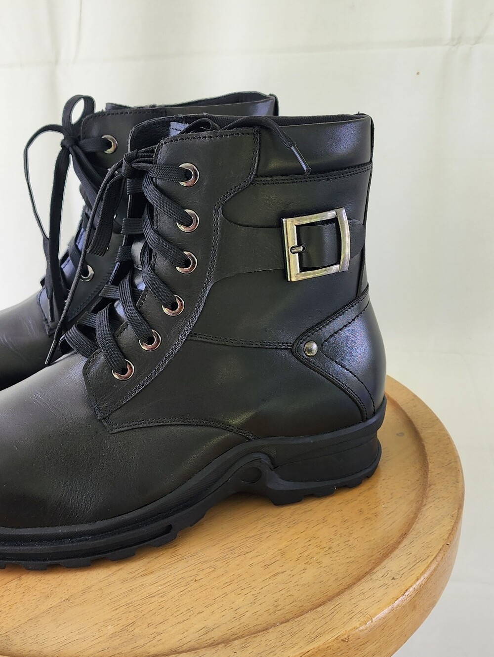 Calto Mens Invisible Height Increasing Black Lace-Up Combat Boots Size 9 - Picture 2 of 10